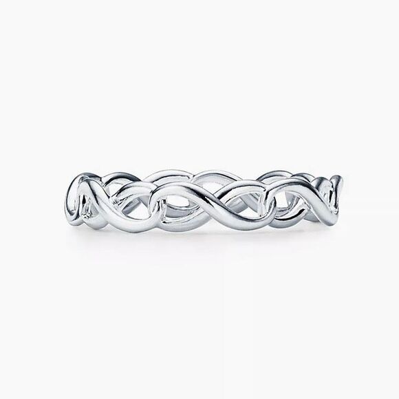 Tiffany & Co. Sterling Silver Narrow Endless Infinity Ring Band Sz 6 - Picture 3 of 16